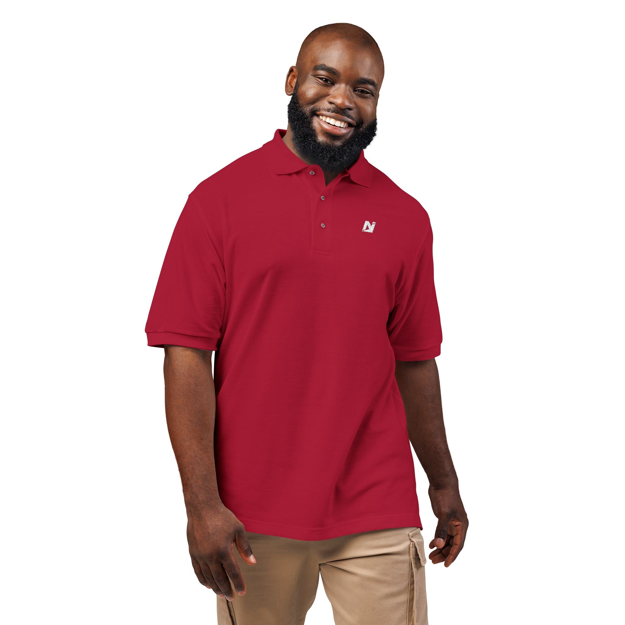 NTGR White Classic Monogram Polo (Embroidered)
