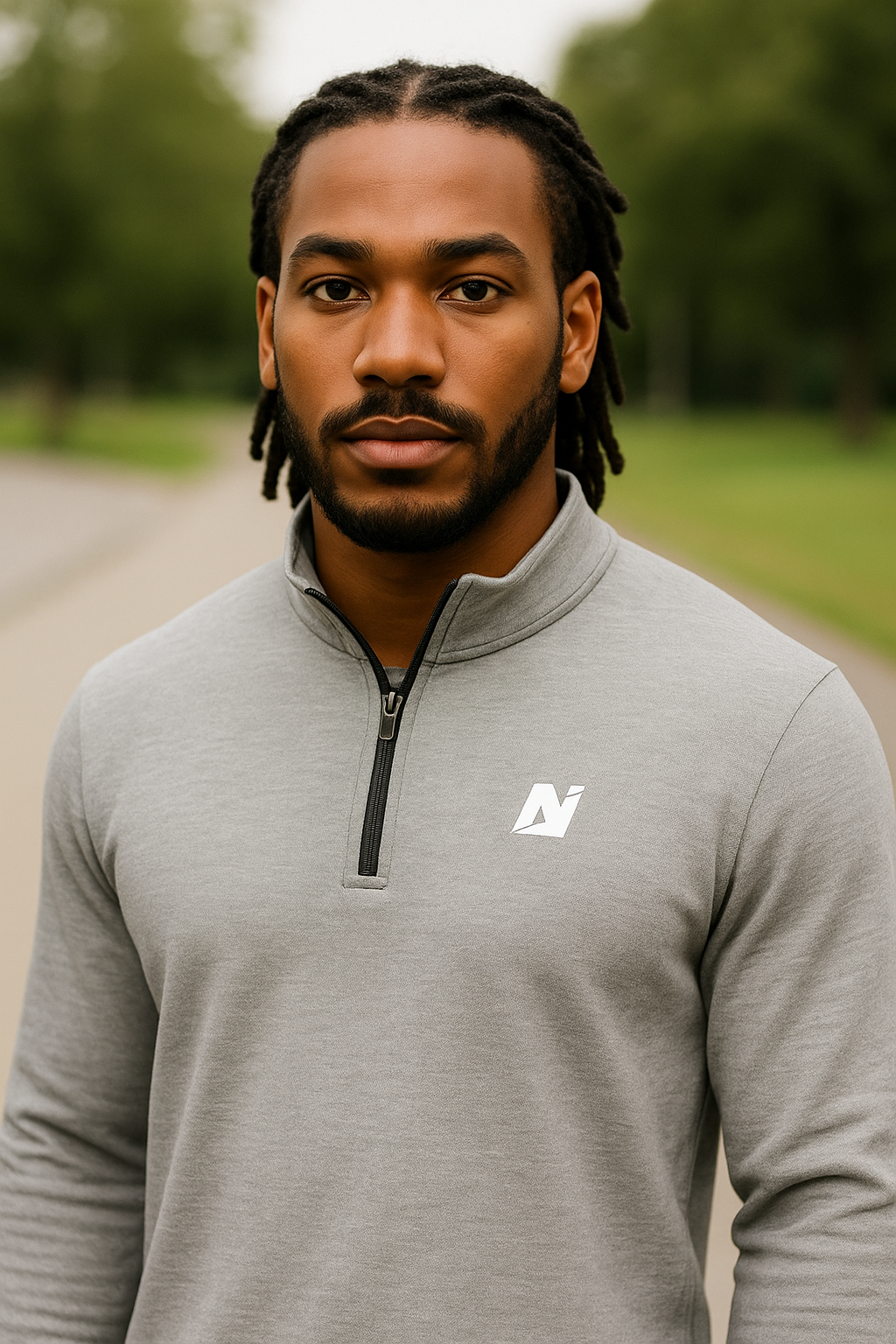 NTGR Fitness White Monogram Quarter-Zip Pullover (Embroidered)