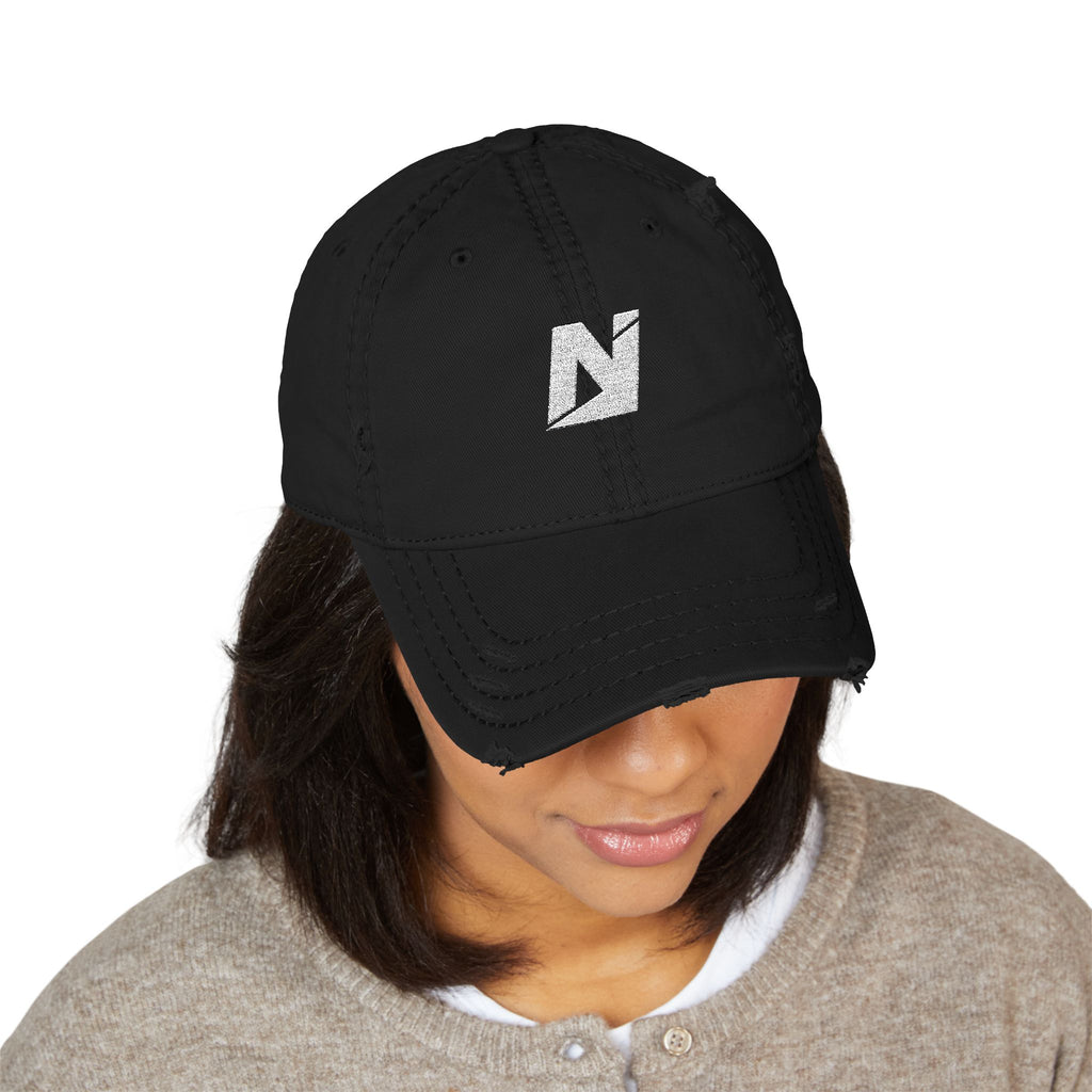NTGR White Monogram Distressed Hat (Embroidered)